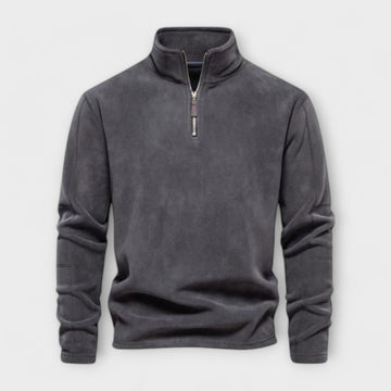 Men’s Pullover Top – Relaxed Fit – Soft Brushed Knit – Mock Neck – Quarter Zip