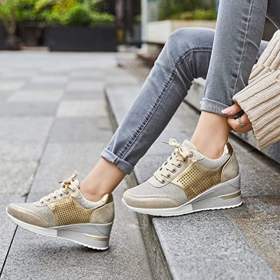 Supportive high heeled trainers for women