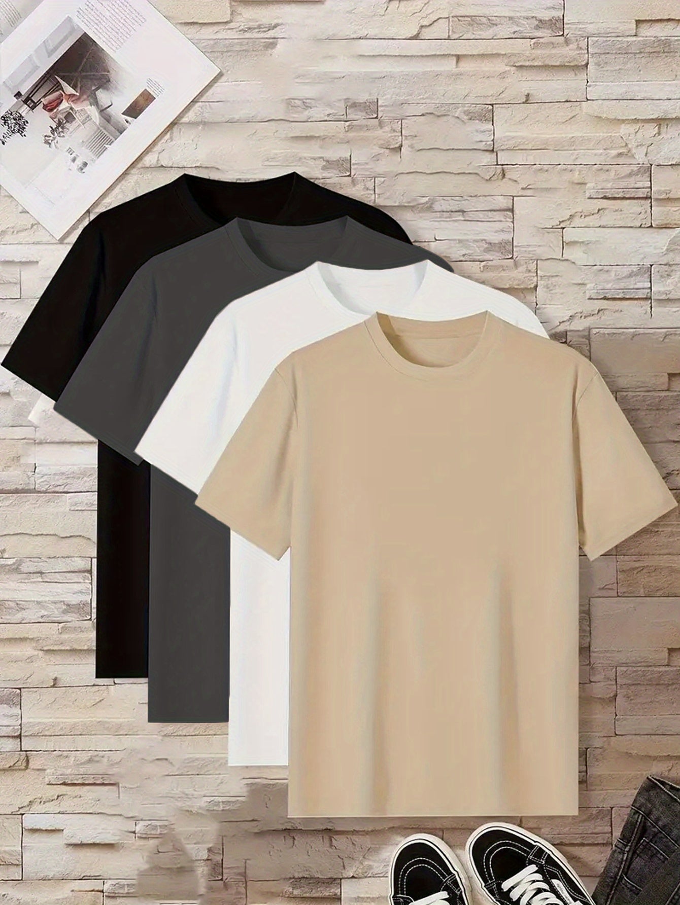 4pcs classic fit Short sleeve t-shirts for men