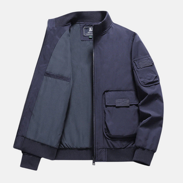 Men’s Bomber Jacket – Relaxed Fit – Ribbed Trim – Patch Pockets – Full Zip Closure