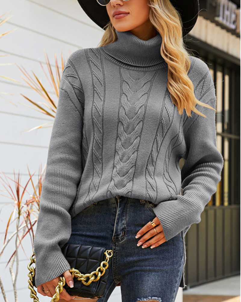 Elegant turtleneck warm winter sweater for women