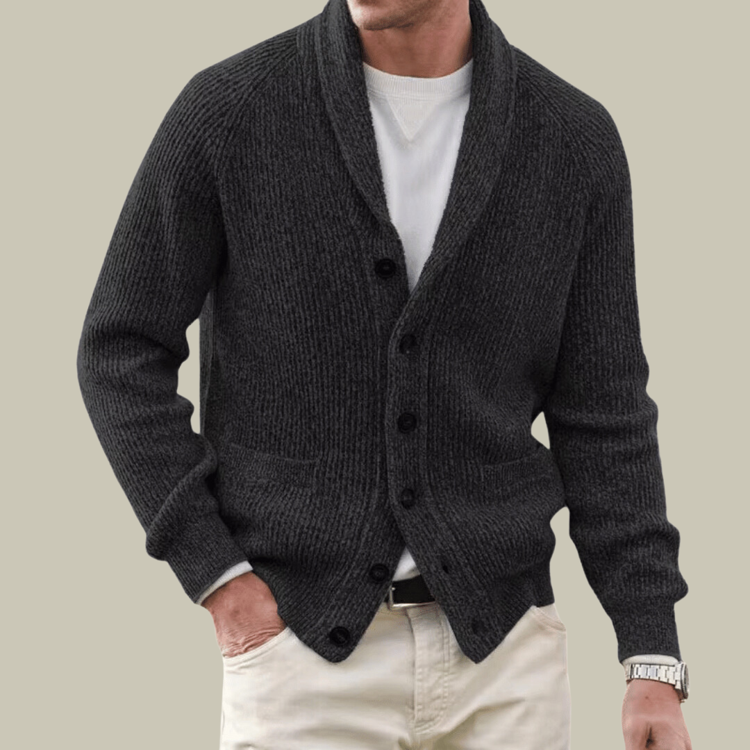 Button down long sleeve knitted cardigan for men