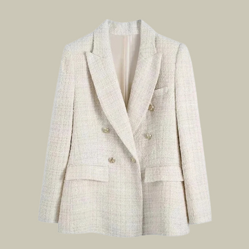 Double breasted tweed blazer for women