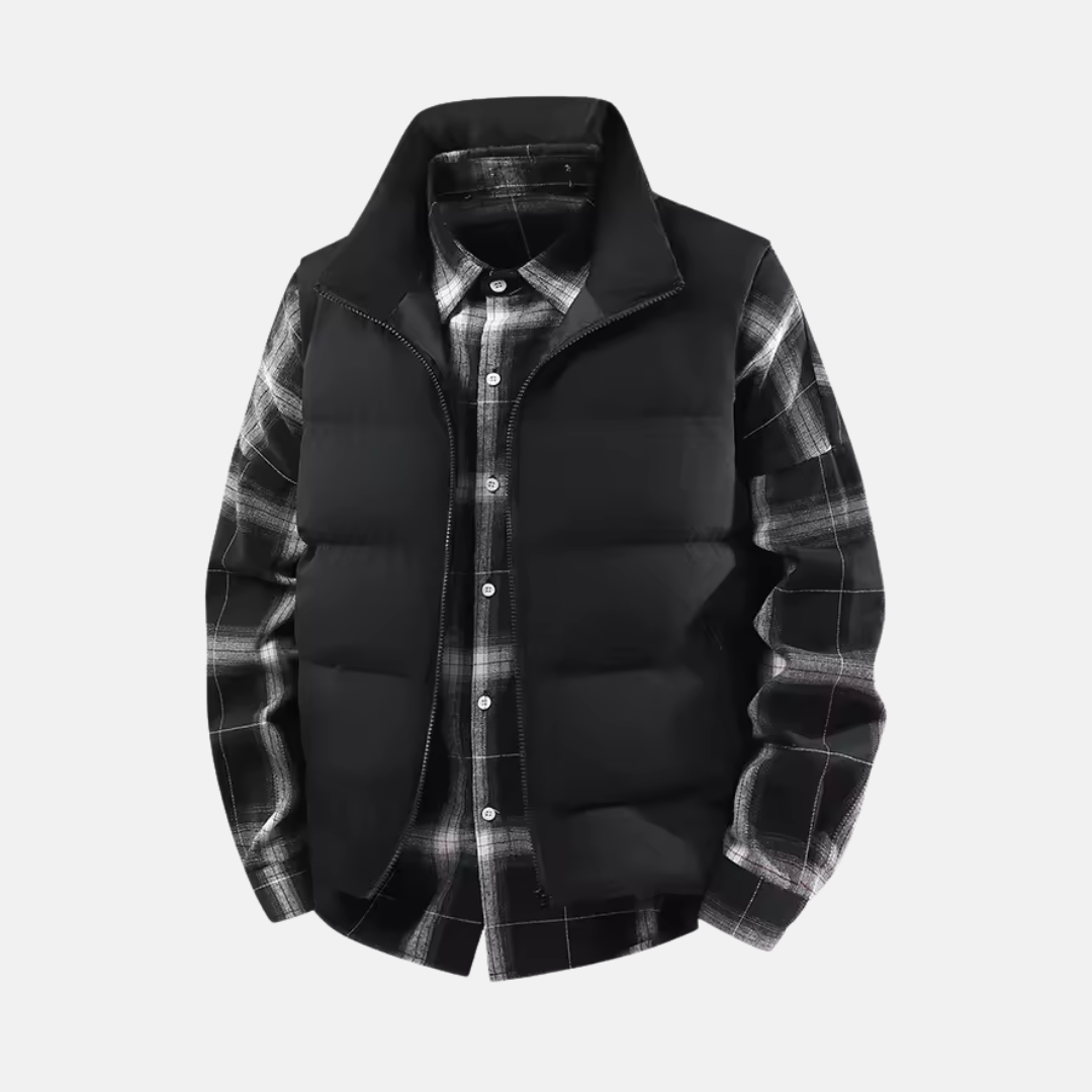 Men’s Puffer Vest – Insulated Quilted – Regular Fit – Stand Collar Zip Front