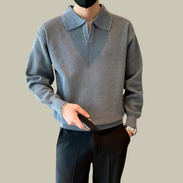 Pull-over turn down collar polo sweater for men