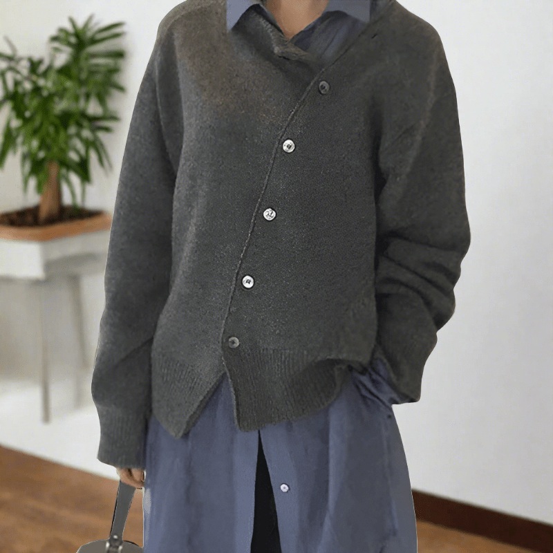 Asymmetrical button-up cardigan for women