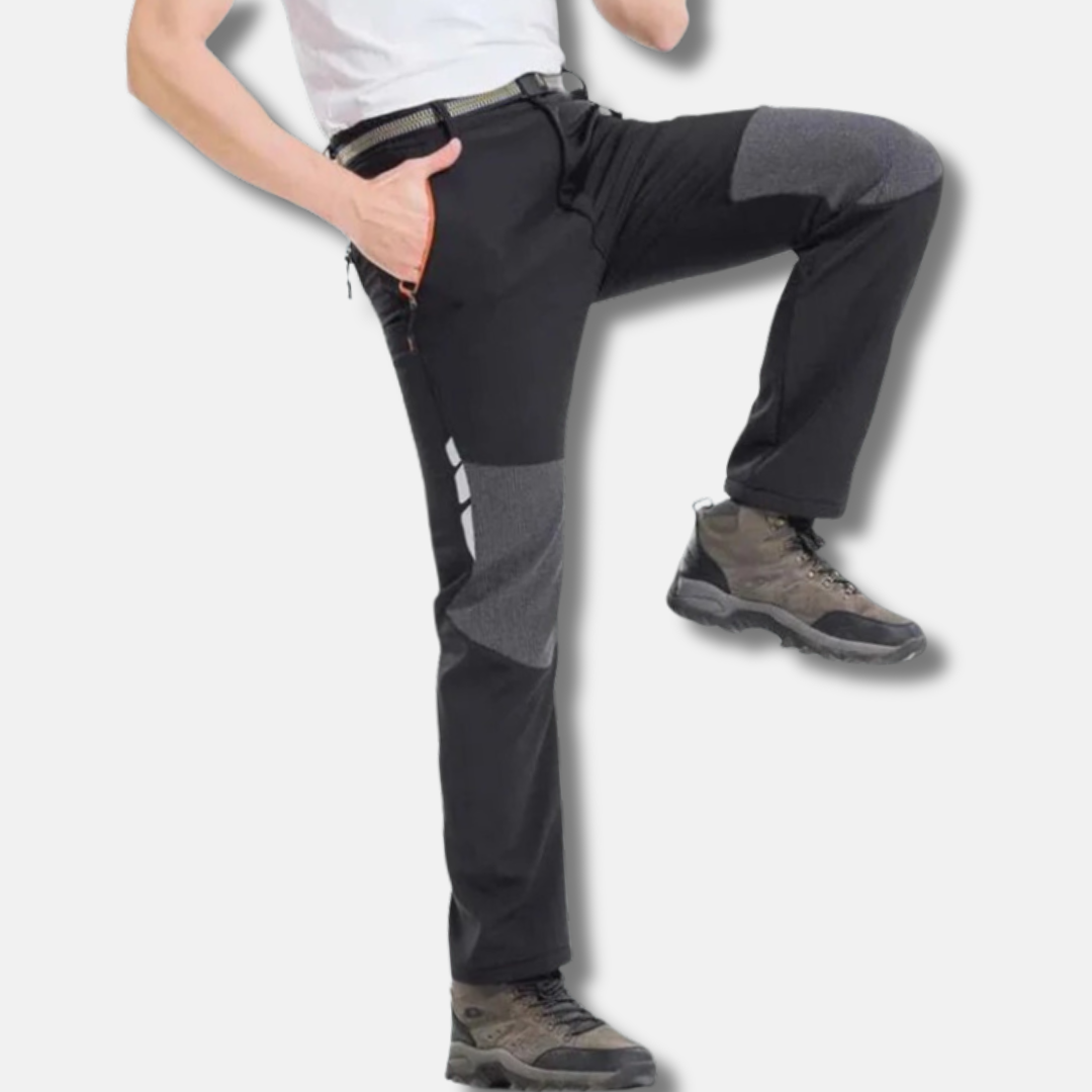 Men’s Outdoor Sports Pants – Softshell Slim Fit – Reinforced Knees – Zipper Pockets – Reflective Details – Belted Waist