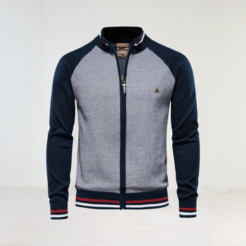 Full-zip color-block jacket for men