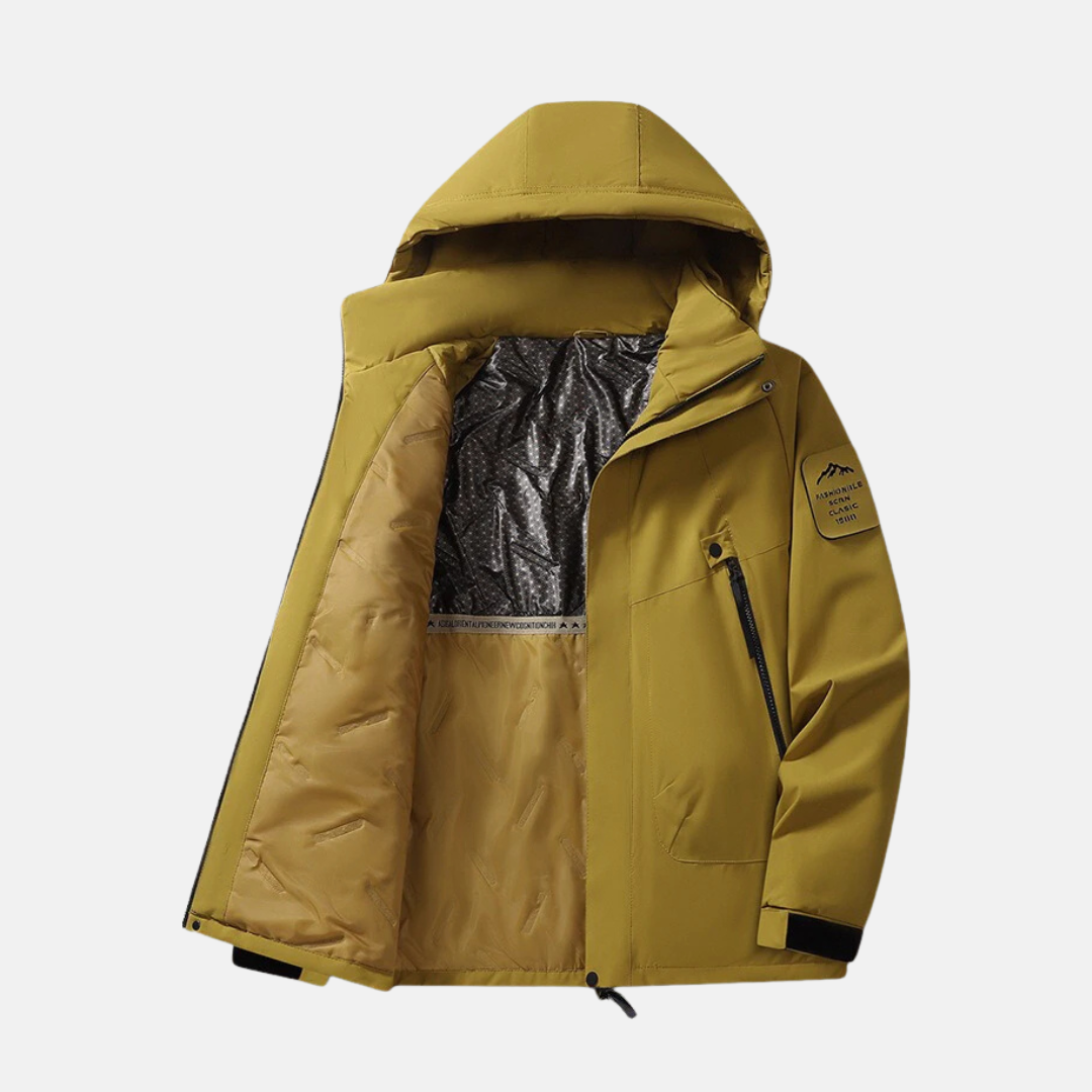 Men’s Down Coat – Regular Fit – Hooded Stand Collar – Wind Resistant – Padded Warmth