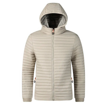 Quilted transition warm casual jacket with hood for men