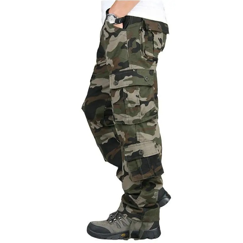 Military leisure cargo trousers with pockets for men