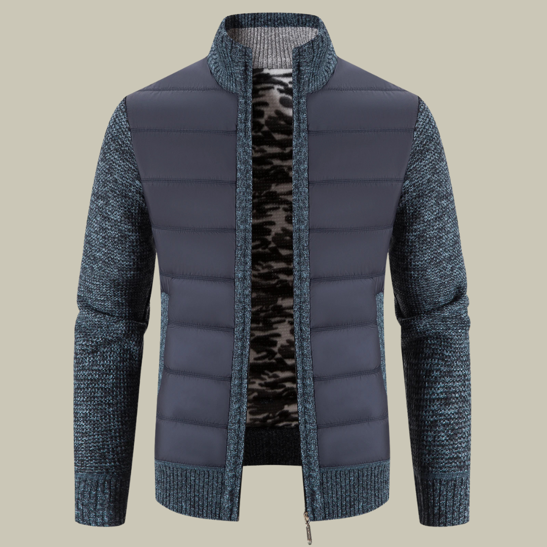 Full zip knitted jacket for men