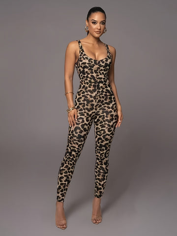 Leopard yoga jumpsuit for women