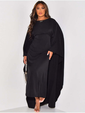 Women's Maxi Dress - Elegant Flowing Silhouette - Long Sleeve Formal Evening Wear