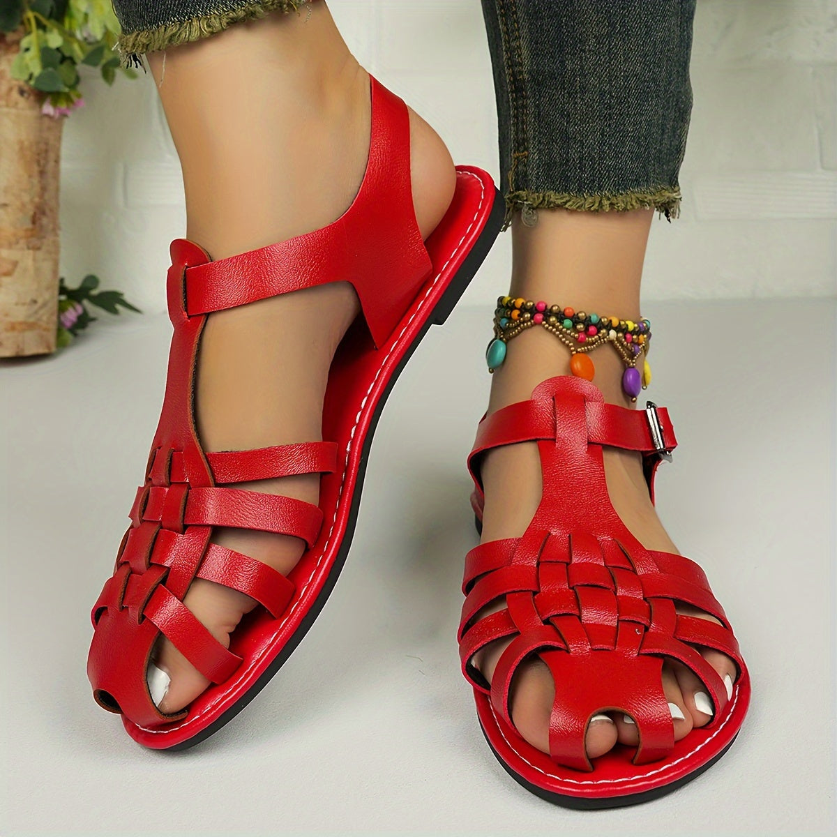 Ankle buckle strap sandals for women in [Color - if discernible from image] with adjustable straps.
