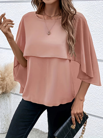Layered cloak sleeve blouse for women