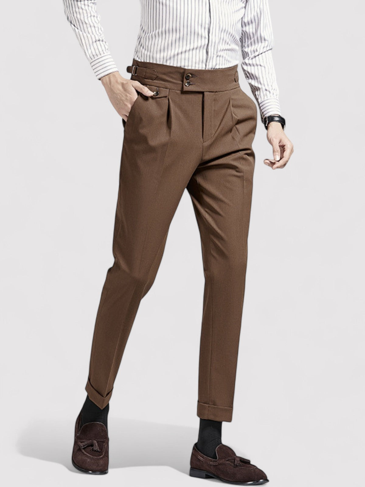 Naples wrinkle free high-waist pants for men