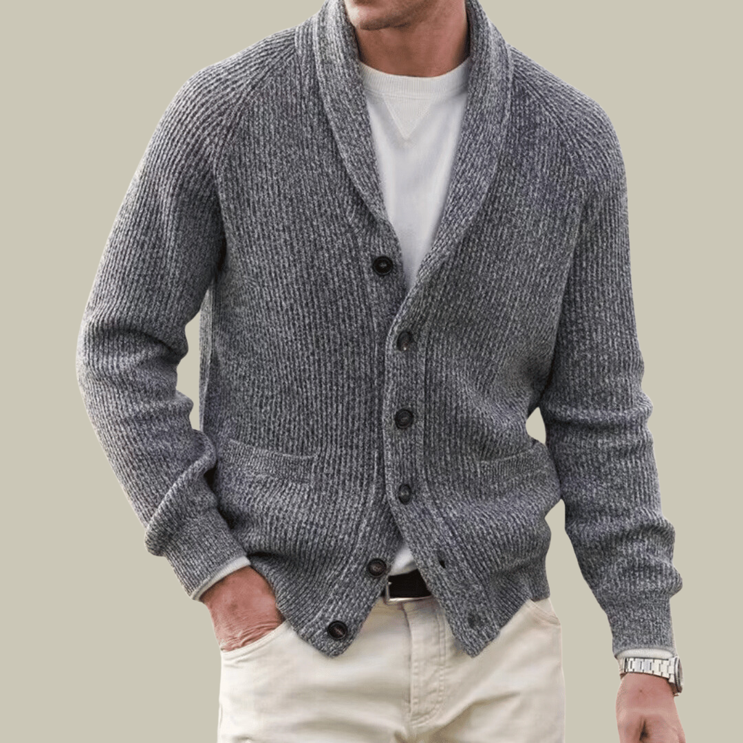 Button down long sleeve knitted cardigan for men