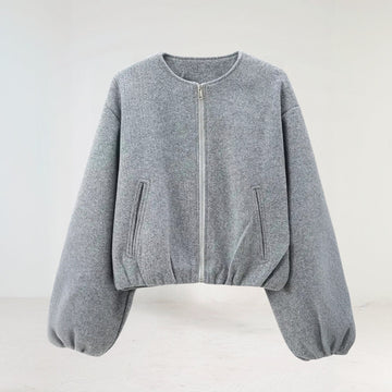 Soft cropped bomber jacket for women