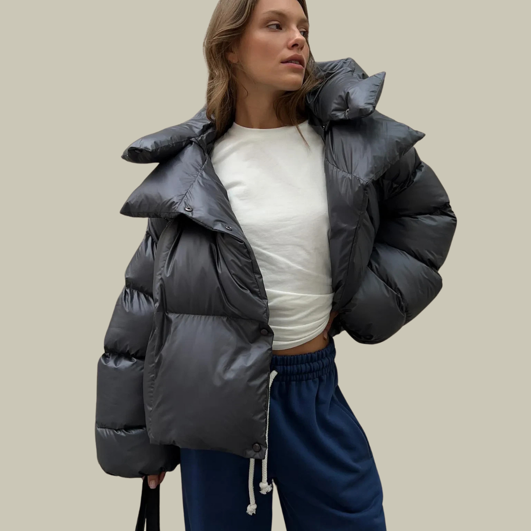 Quilted hoodie puffer jacket for women