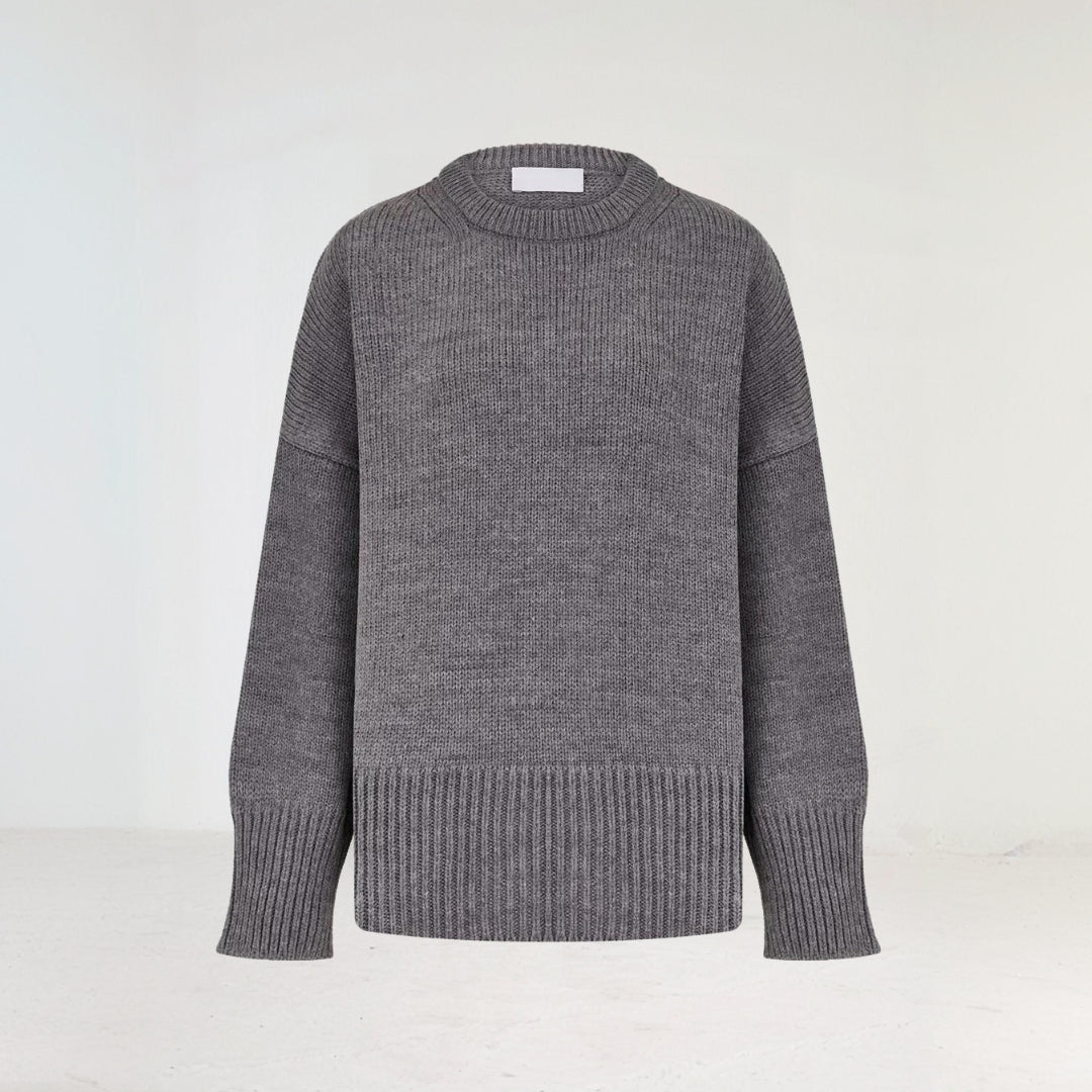 Women’s Sweater – Oversized Fit – Wool Blend – Ribbed Crew Neck Casual Knitwear