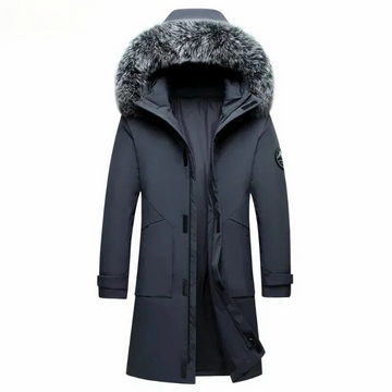 Parka winter jacket with faux fur collar for men