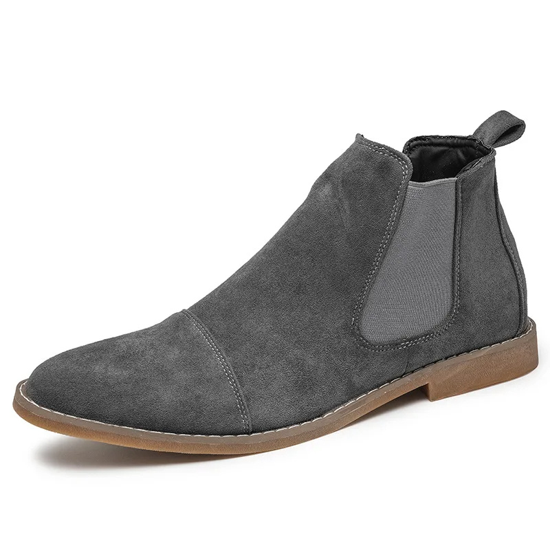 Side elastic suede chukka boots for men