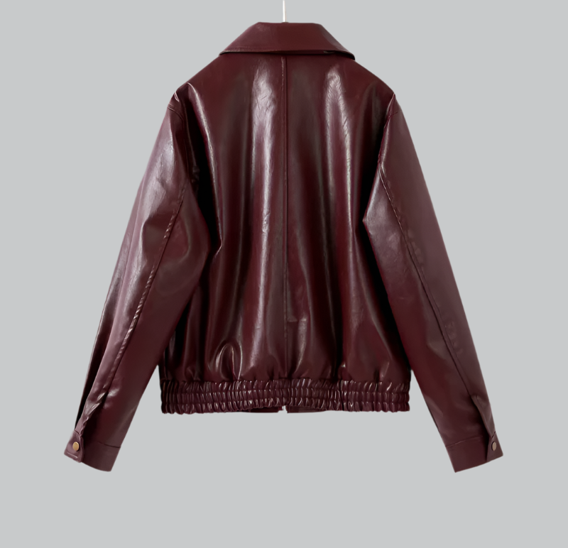 Stylish vintage red leather jacket for women