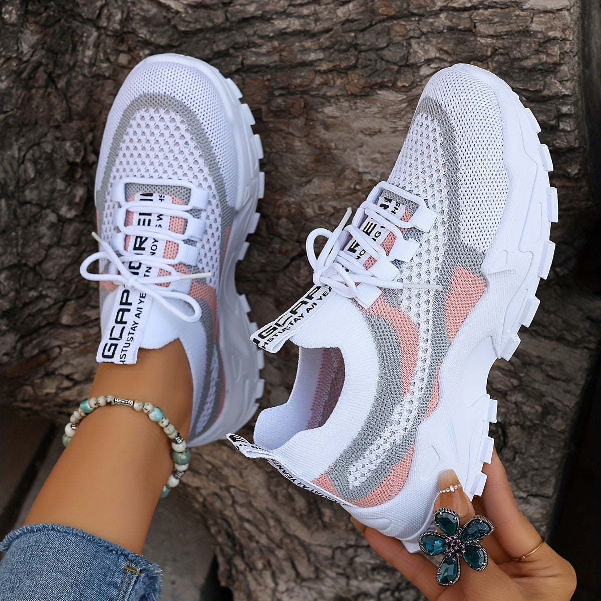 Colorblock knitted sneakers for women