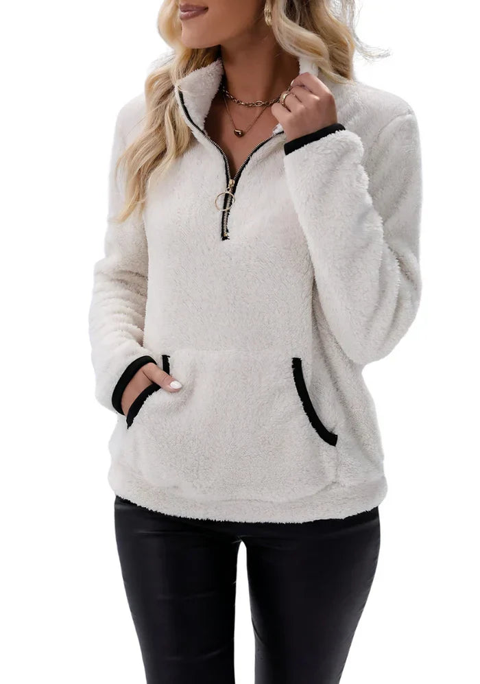 Cozy fleece half-zip sweatshirt for women