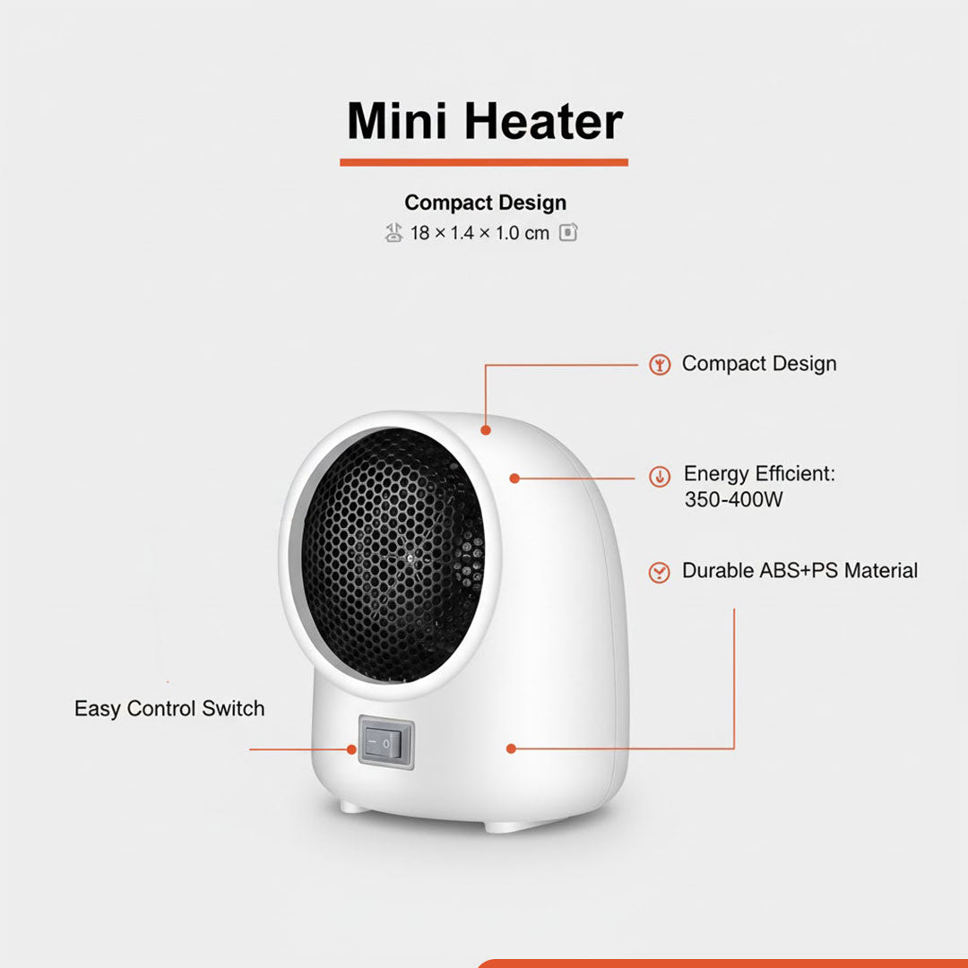 Minimalist Honeycomb Grille Mini Space Heater