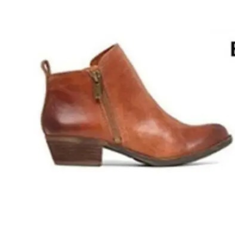 Vintage finish ankle low heel boots for women