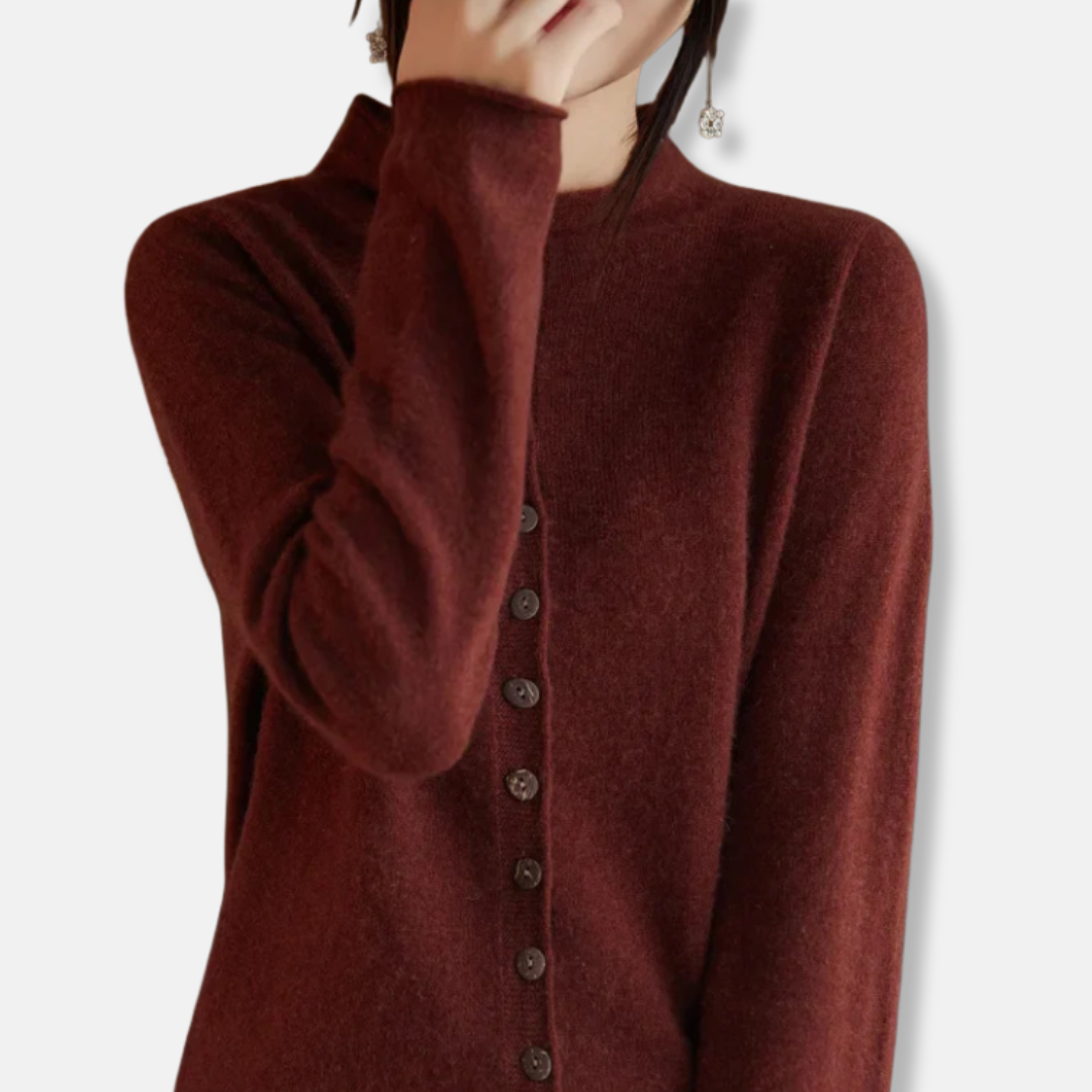 Women’s Cardigan Sweater – Relaxed Tailored Fit – Wool Knit – Button Front – Spread Collar