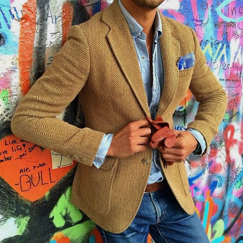 Knitted casual cardigan blazer for men