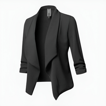 Open front slim fit long sleeve blazer for women