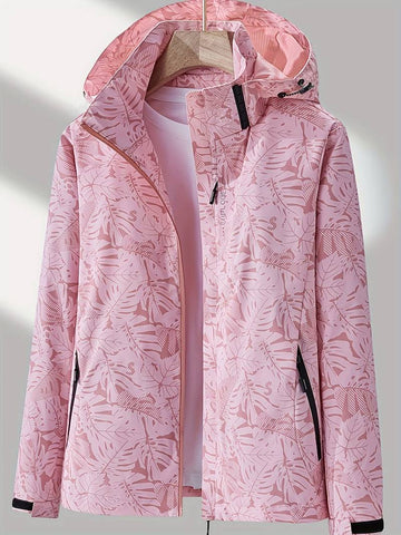 Floral botanical waterproof winter hoodie jacket for women