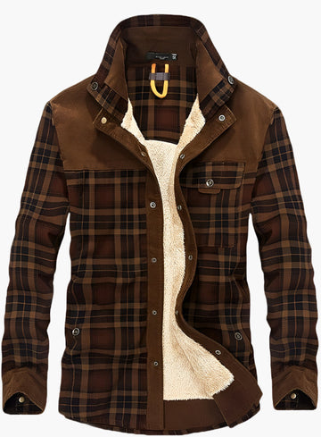 Men’s Shirt Jacket – Relaxed Fit – Fleece Lined – Plaid – Snap Front – Chest Pocket