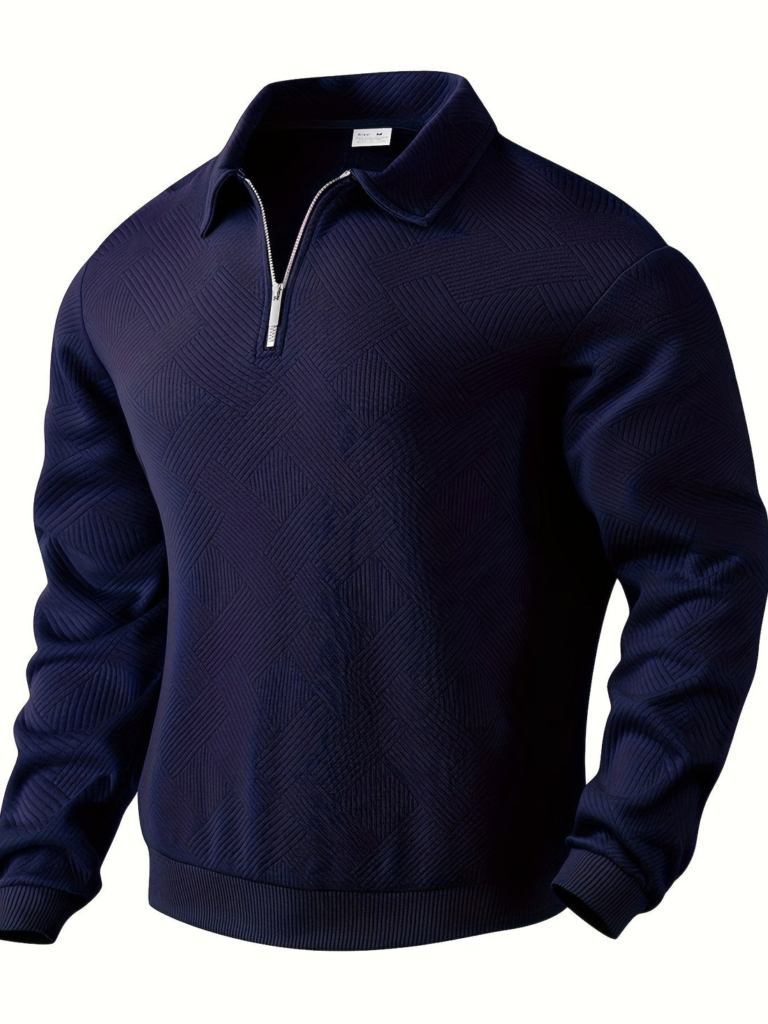 Theodore Quarter-Zip Pullover | Geometric Pattern Collared Hip-Length Quarter-Zip Pullover