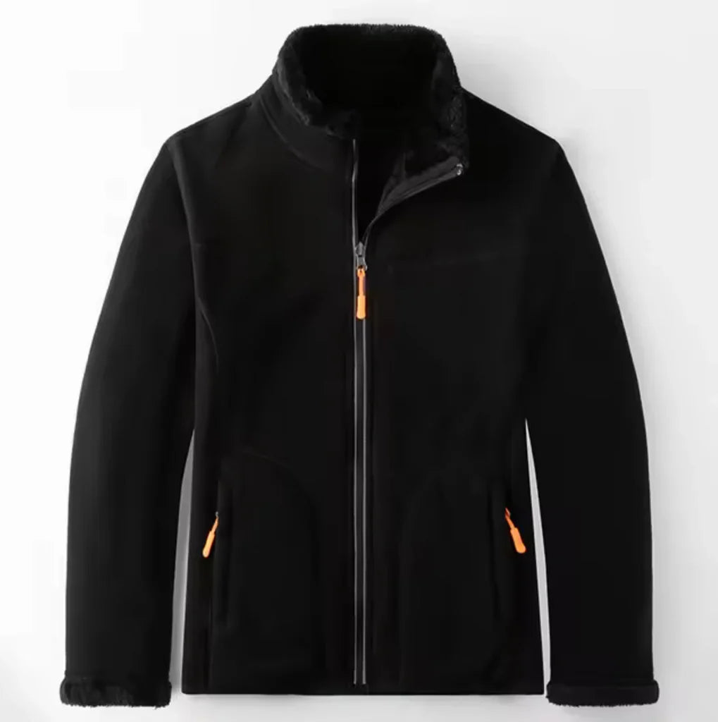 Men’s Jacket – Fleece Outer – Plush Lining – Full Zip – Zippered Pockets – Regular Fit