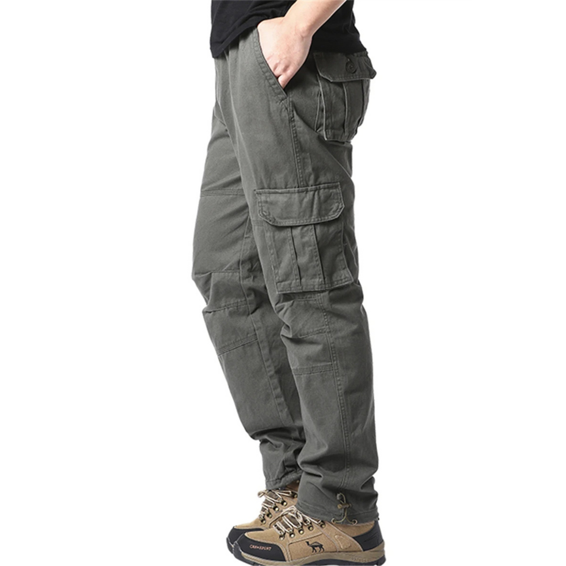 Stretch waist tactical cargo trousers mens