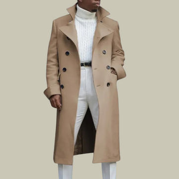 Notch double breasted trench coat for men