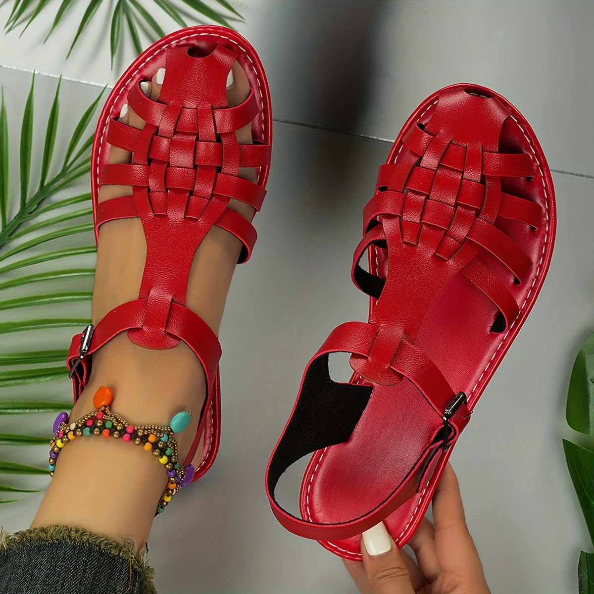 Ankle buckle strap sandals for women, perfect for summer style and comfortable everyday wear.