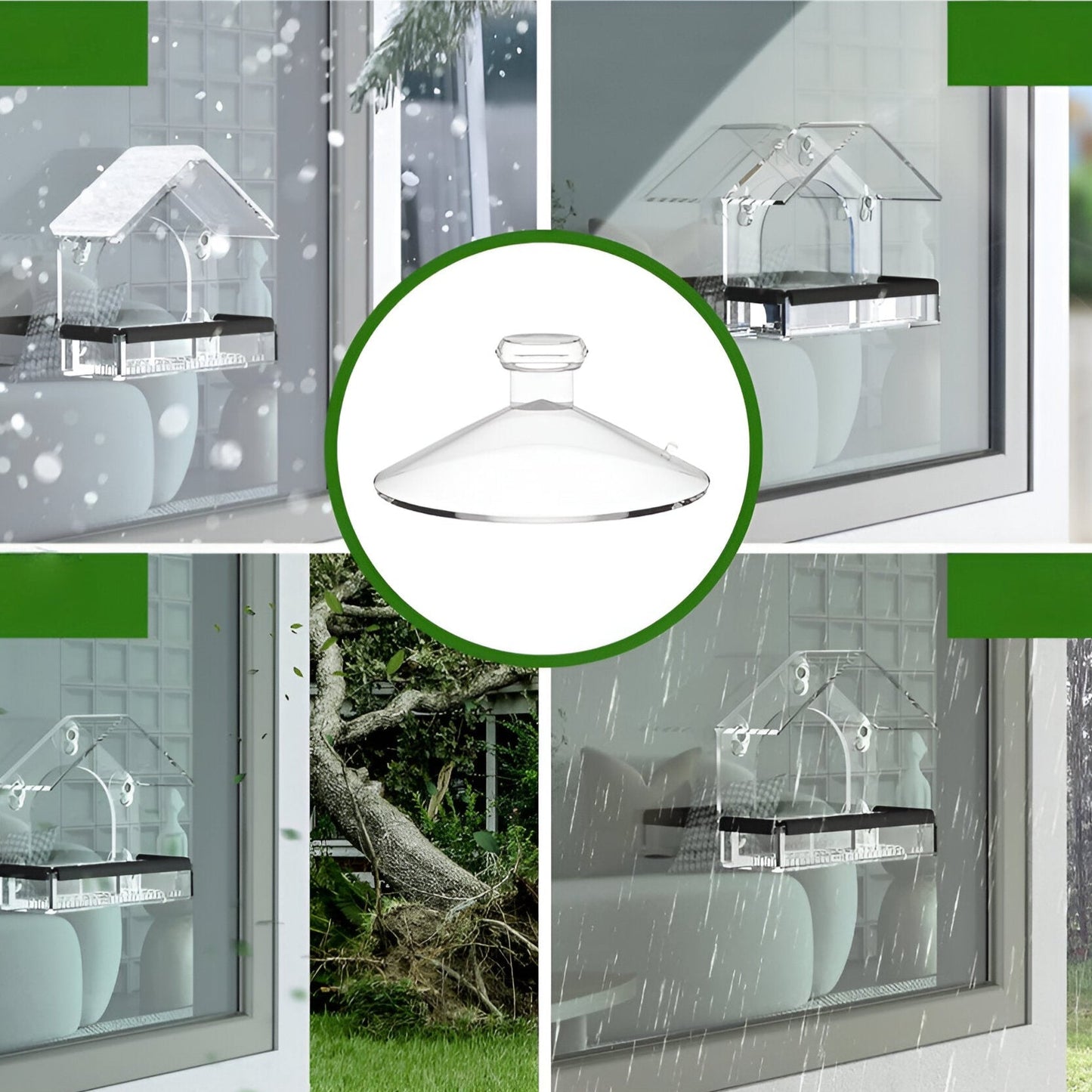 Acrylic Minimalist Suction-Cup Window-Mounted Bird Feeder