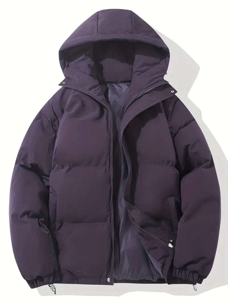 Quilted puffer hoodie jacket for men