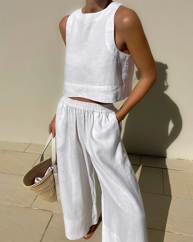 Linen Two-Piece Set - Lightweight, Breathable & Sustainable Women's Summer Outfit