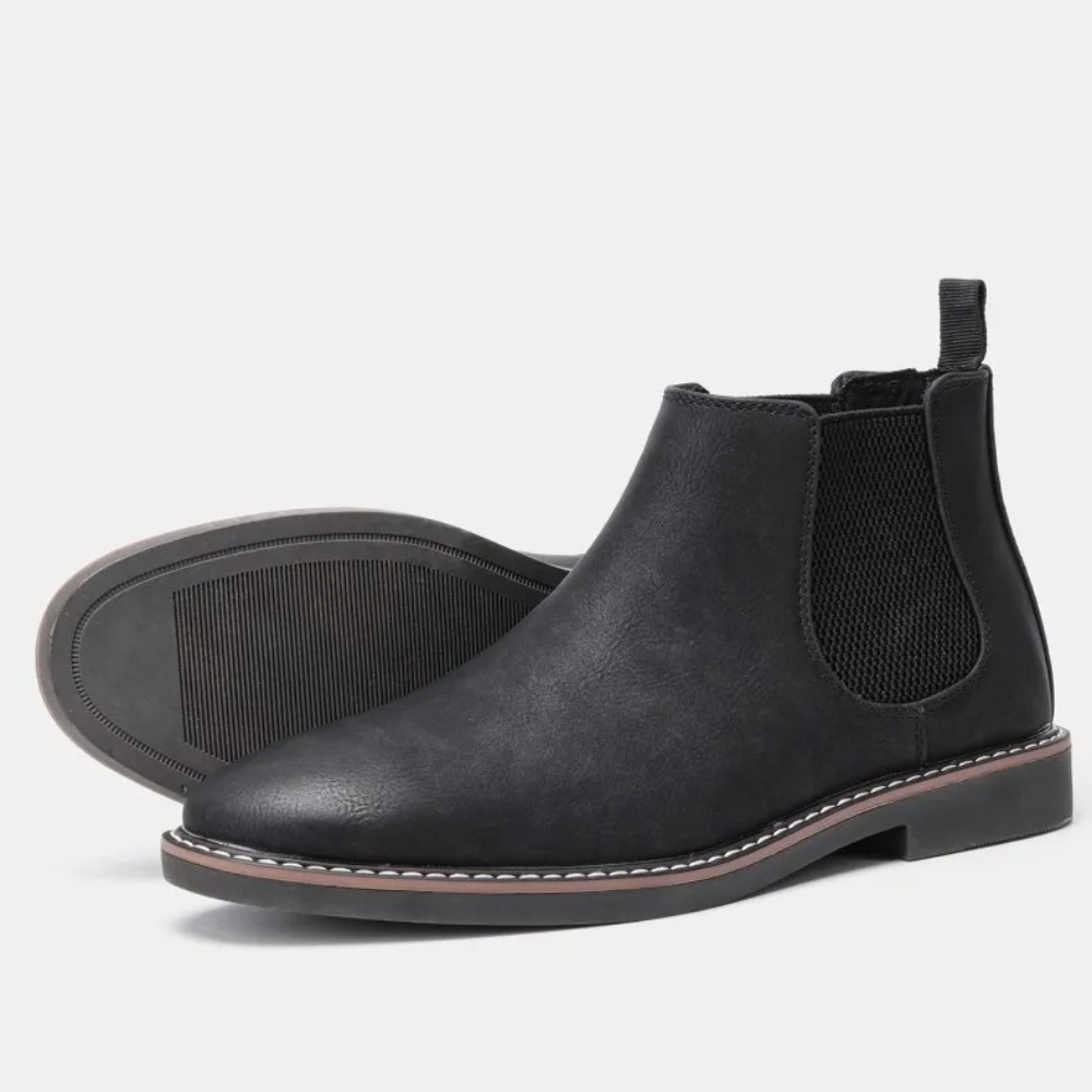 Glossy leather chelsea boots for men