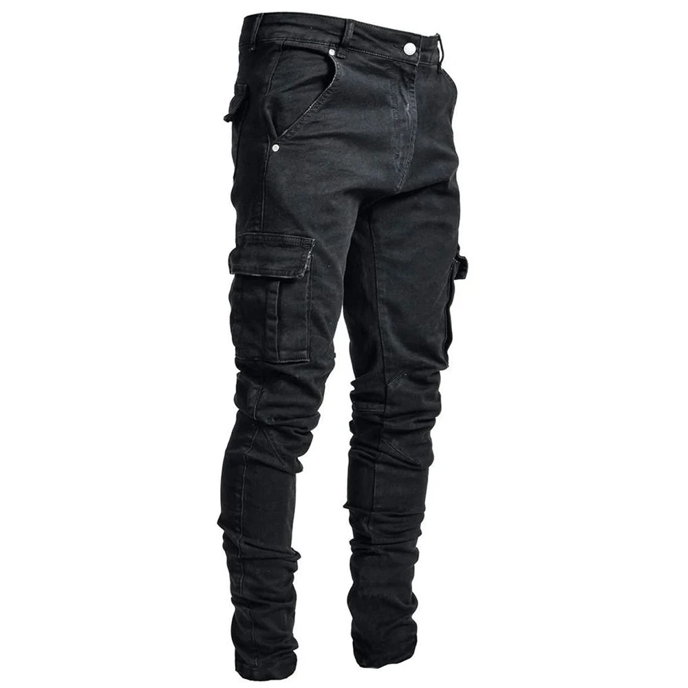 Slim fit jeans with pockets cargo trousers for men