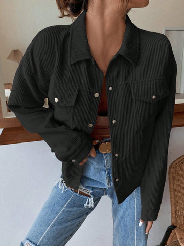 Button down corduroy jacket for women