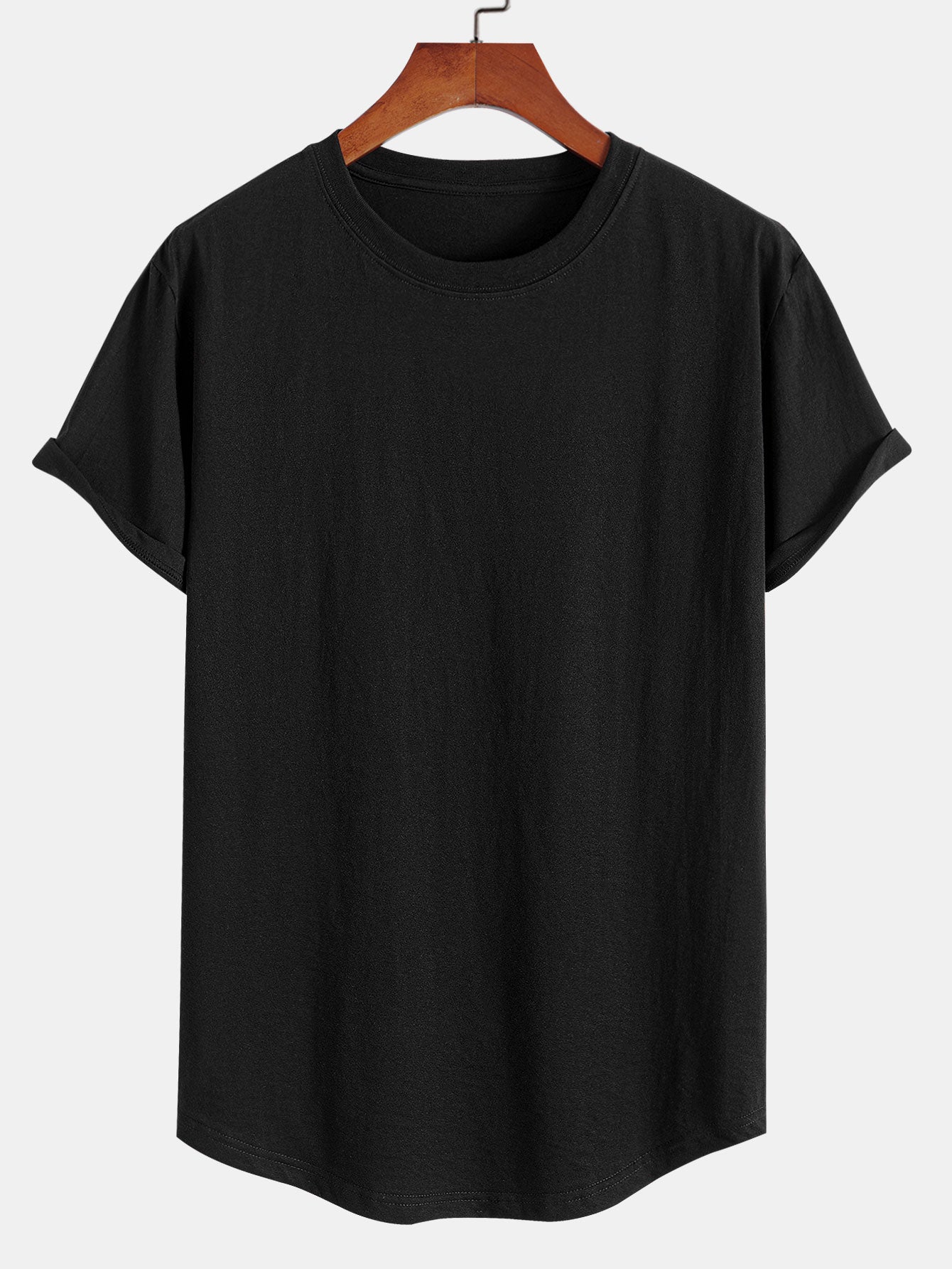 Basic pull-over arc hem t-shirt for men