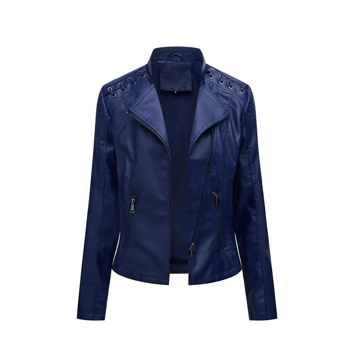 Leather full zip jacket for women